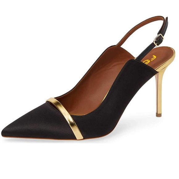 FSJ Shoes - FSJ Black Classy Pointed Toe Thin High Heel Slingback Pump Dress Shoes